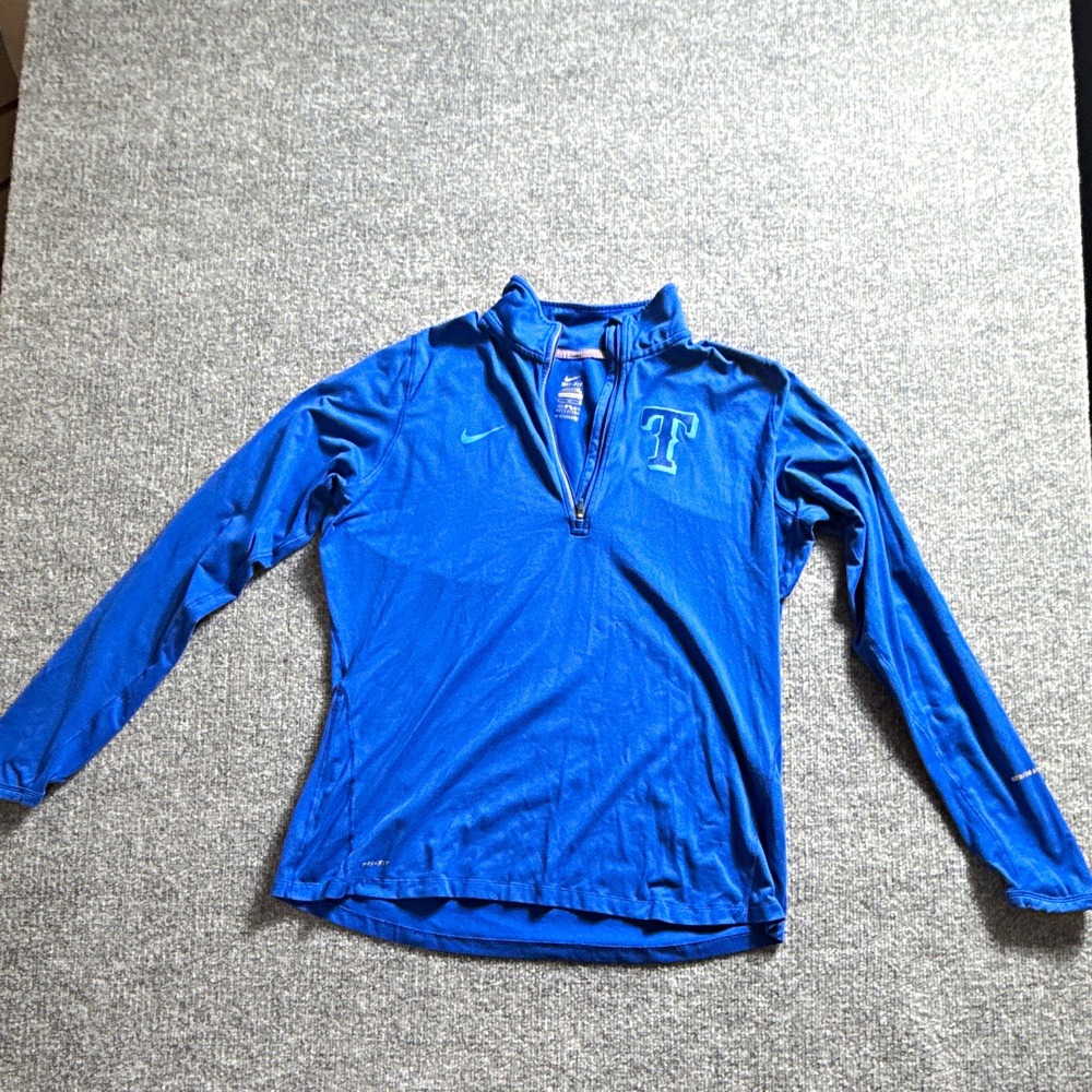 Nike Dri-FIT MLB Baseball 1/4 Zip Mock Neck Long Sleeve Pullover Blue XL